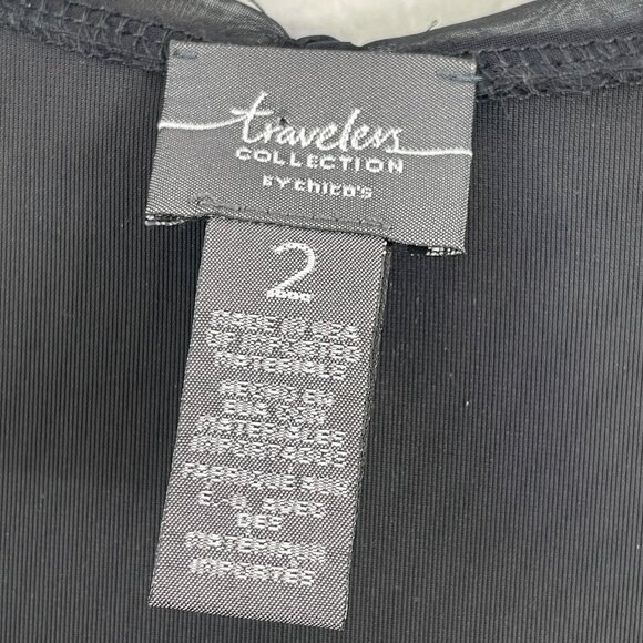 Chicos Travelers Collection Womens Large Black Velvet Chiffon Trim Jacket - Picture 4 of 9